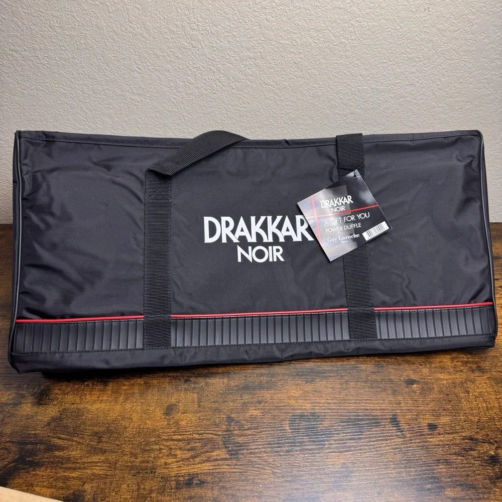 Drakkar‎ Noir Duffle Bag Black Red Travel Gym Weekender Tote NWT Vintage 90s